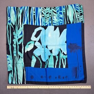 Polyester Blue Shades Floral Flower Square Scarf Made in Italy About 34x34inches